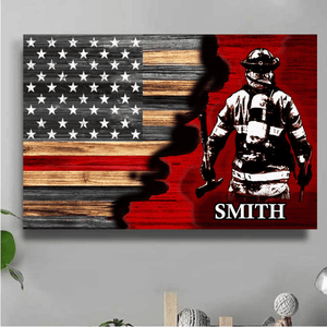 Half Thin Red Line Bunker Gear With Unit Number & Name, Personalized Firefighter Poster