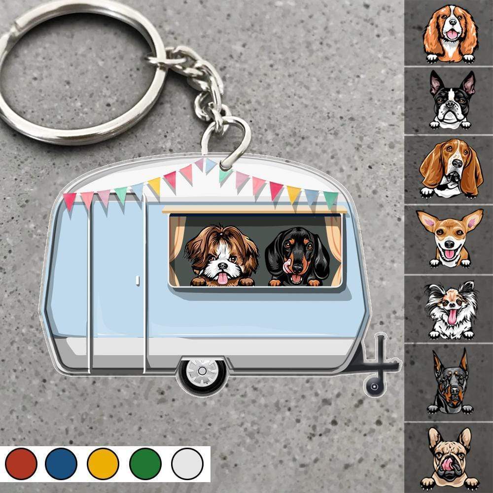 Cavaran Dog Camping Personalized Flat Acrylic Keychain