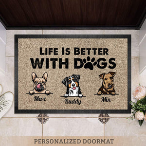 Life Is Better With Dog Doormat, Dog Lover Gift, Non-slip Welcome Mats
