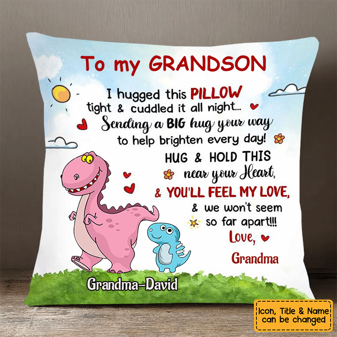 Personalized Hugged This Soft Pillow Grandma Granakid Dinosaur Pillow