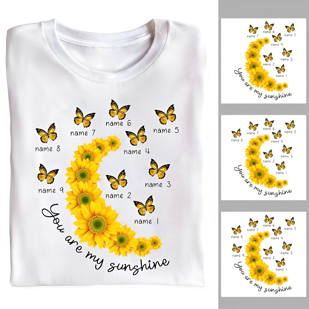 Personalized Grandchildren Grandma/Mom Butterfly Sunflowers Shirt