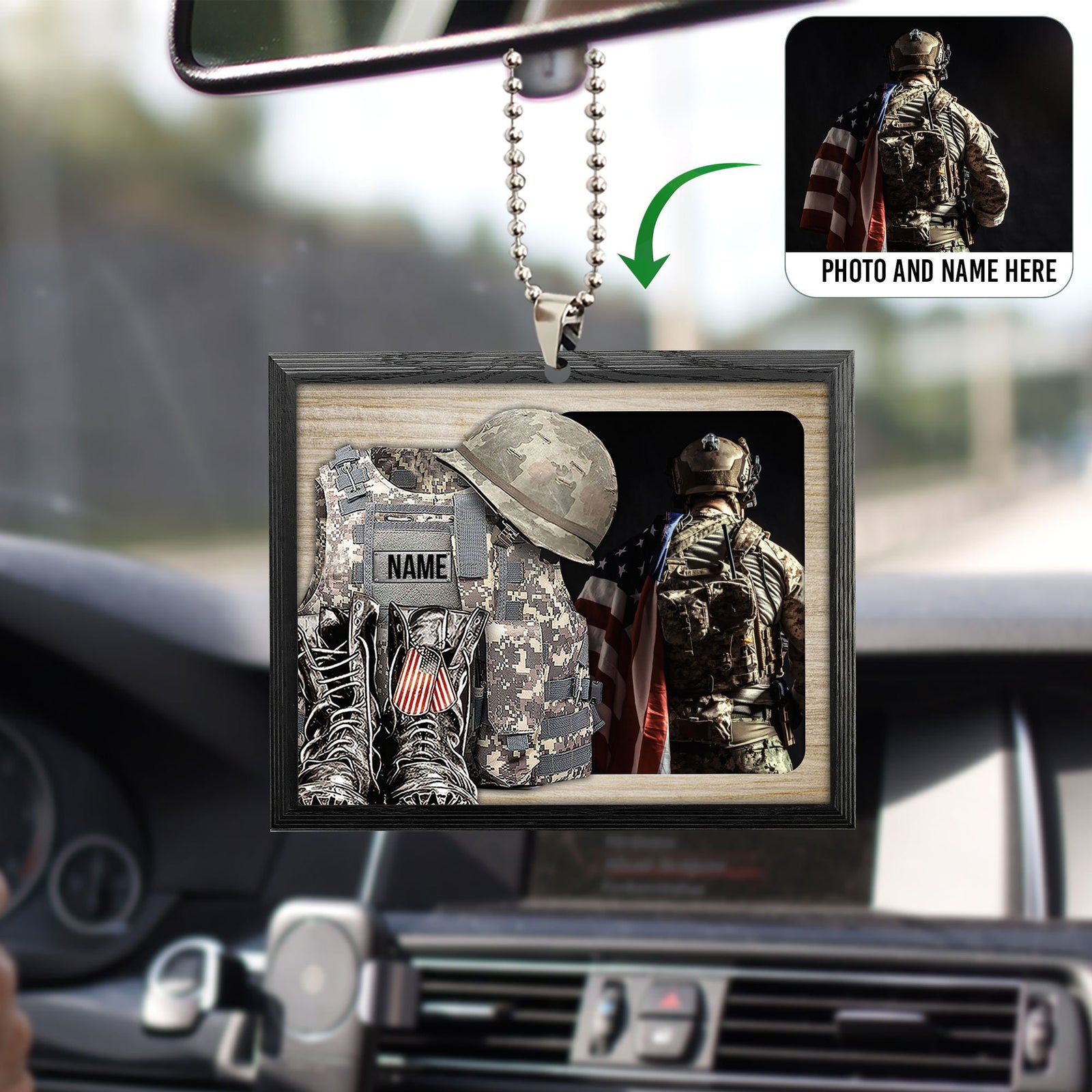 Custom Veteran Soldier Backpack Military Army Flat 2D Ornament, Personalized Photo