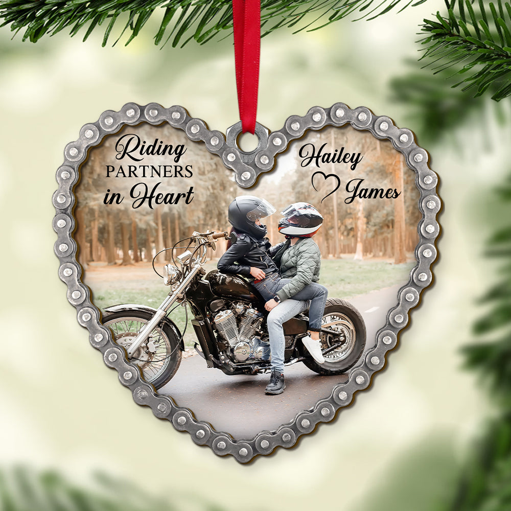Riding Partners In Heart Custom Motorcycle Ornament, Christmas Tree Decor