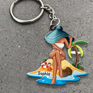 Beach Girl Gift, Personalized Keychain Besties Gift