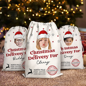 Custom Christmas Delivery Face Photo Family Christmas Bag, Christmas Gift