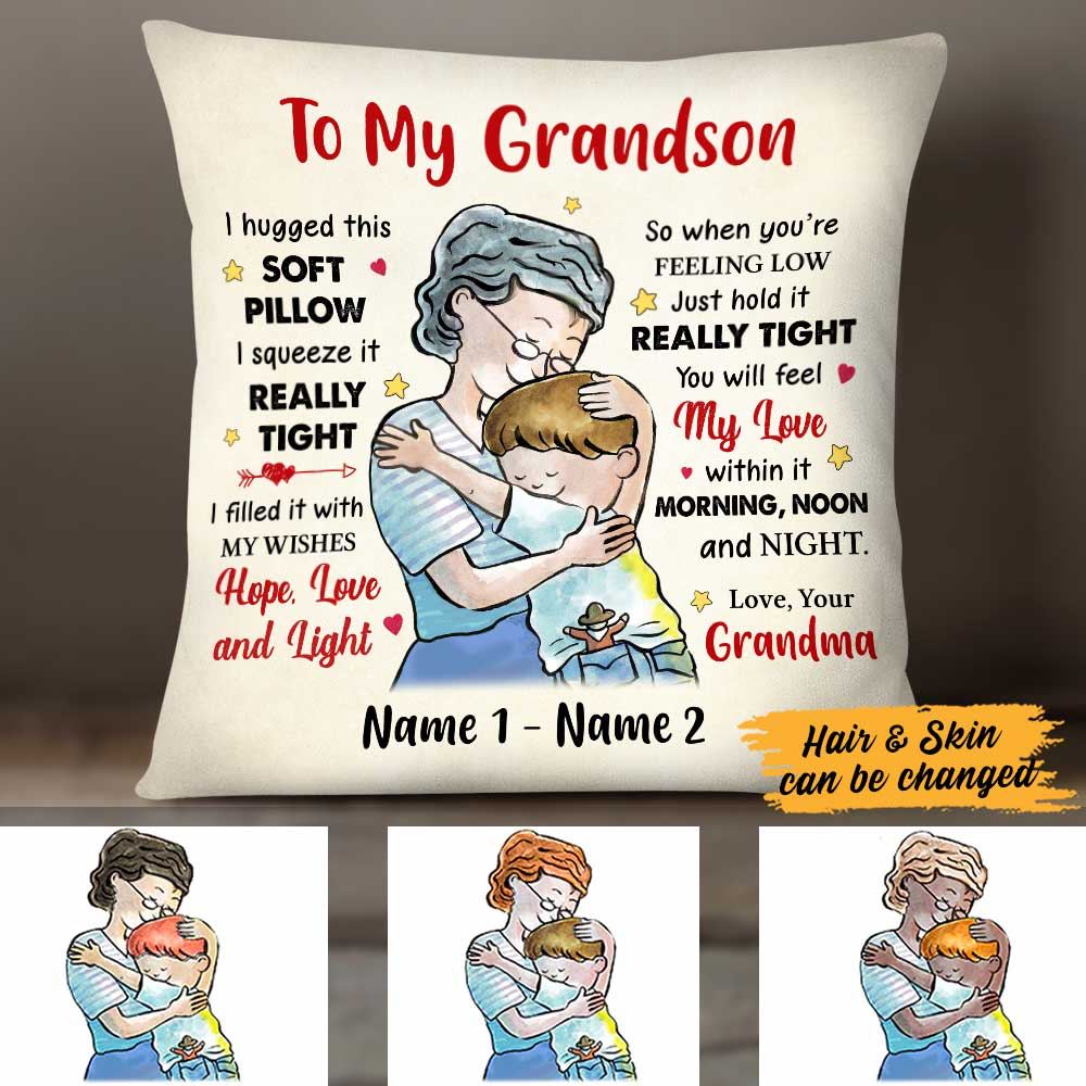 Personalized Grandson Grandma Hug Pillow