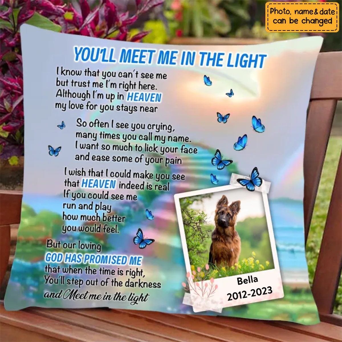 Personalized You'll Meet Me In The Light Memorial Pet Dog Pillow