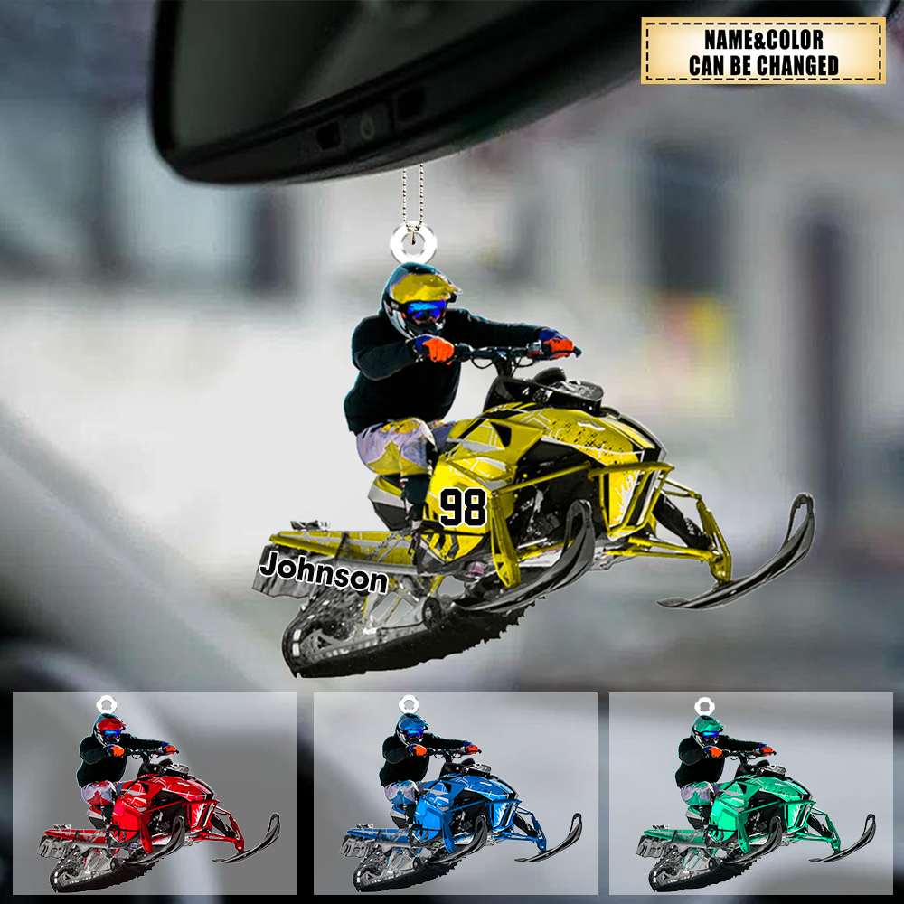 Personalized Snowmobile Rider Acrylic Ornament