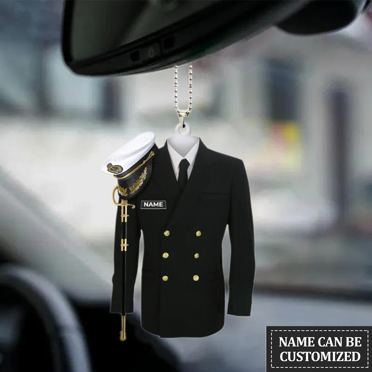 Navy Uniform Personalized Flat Ornament